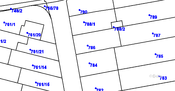 Parcela st. 786 v KÚ Hrušovany u Brna, Katastrální mapa