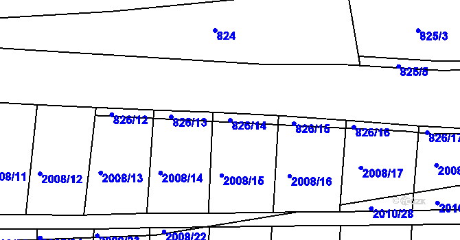 Parcela st. 826/14 v KÚ Hrušovany u Brna, Katastrální mapa