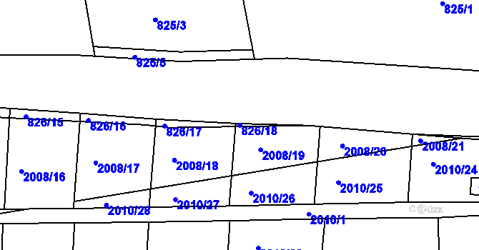 Parcela st. 826/18 v KÚ Hrušovany u Brna, Katastrální mapa
