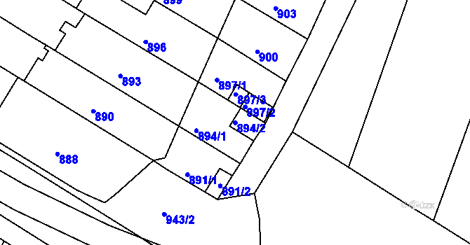 Parcela st. 894/2 v KÚ Hrušovany u Brna, Katastrální mapa