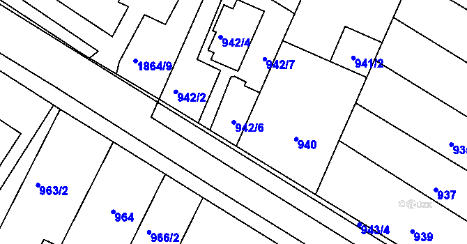 Parcela st. 942/6 v KÚ Hrušovany u Brna, Katastrální mapa