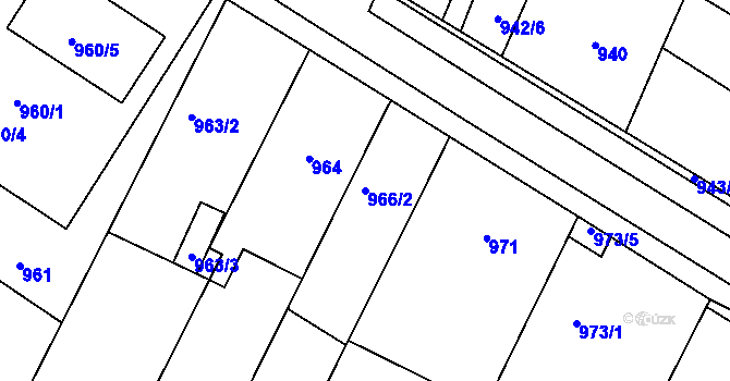 Parcela st. 966/2 v KÚ Hrušovany u Brna, Katastrální mapa