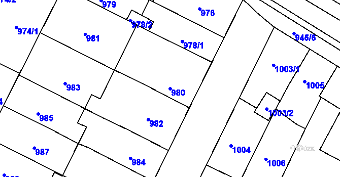 Parcela st. 980 v KÚ Hrušovany u Brna, Katastrální mapa