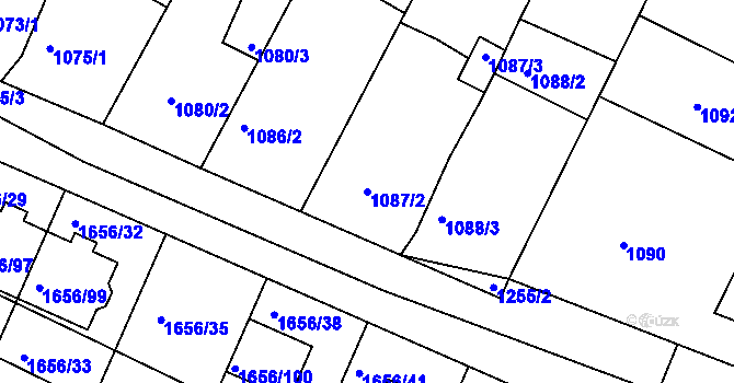 Parcela st. 1087/2 v KÚ Hrušovany u Brna, Katastrální mapa