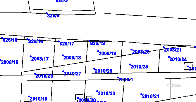 Parcela st. 2008/19 v KÚ Hrušovany u Brna, Katastrální mapa