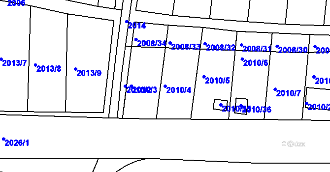 Parcela st. 2010/4 v KÚ Hrušovany u Brna, Katastrální mapa
