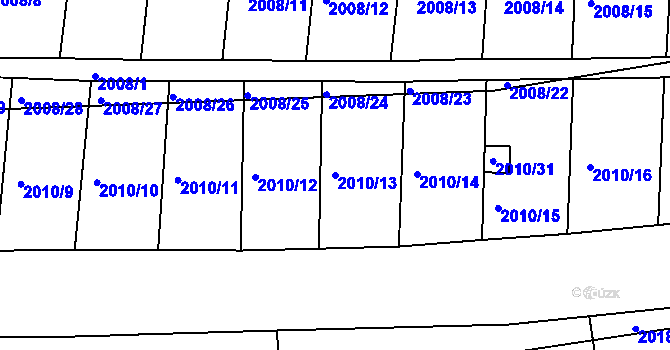 Parcela st. 2010/13 v KÚ Hrušovany u Brna, Katastrální mapa