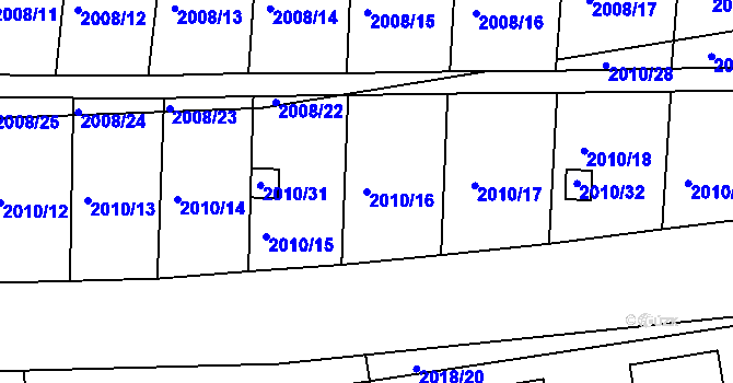Parcela st. 2010/16 v KÚ Hrušovany u Brna, Katastrální mapa