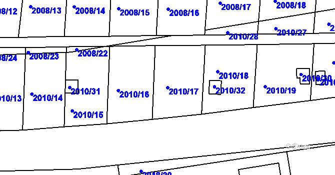 Parcela st. 2010/17 v KÚ Hrušovany u Brna, Katastrální mapa
