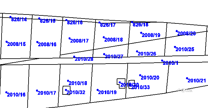 Parcela st. 2010/27 v KÚ Hrušovany u Brna, Katastrální mapa
