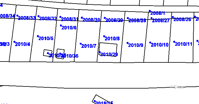Parcela st. 2010/29 v KÚ Hrušovany u Brna, Katastrální mapa