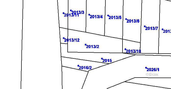 Parcela st. 2013/2 v KÚ Hrušovany u Brna, Katastrální mapa