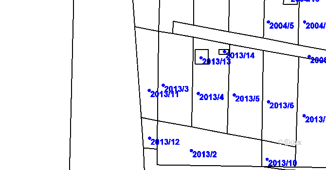 Parcela st. 2013/3 v KÚ Hrušovany u Brna, Katastrální mapa