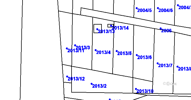 Parcela st. 2013/4 v KÚ Hrušovany u Brna, Katastrální mapa