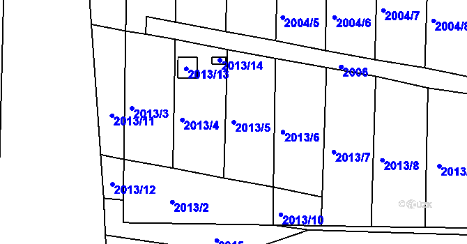 Parcela st. 2013/5 v KÚ Hrušovany u Brna, Katastrální mapa