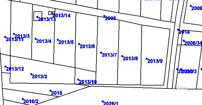 Parcela st. 2013/7 v KÚ Hrušovany u Brna, Katastrální mapa