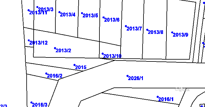 Parcela st. 2013/10 v KÚ Hrušovany u Brna, Katastrální mapa