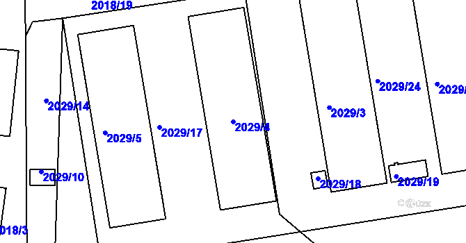 Parcela st. 2029/4 v KÚ Hrušovany u Brna, Katastrální mapa