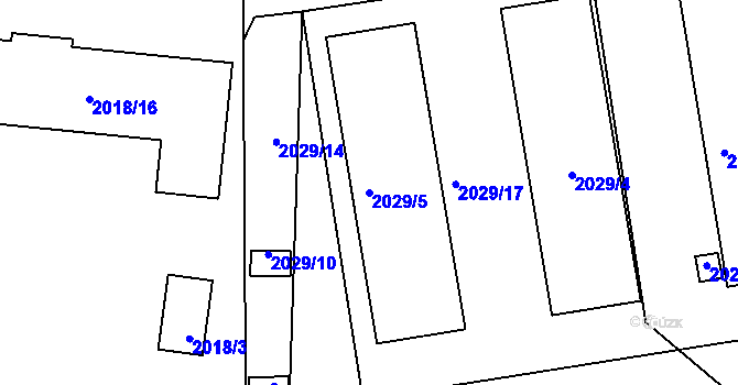 Parcela st. 2029/5 v KÚ Hrušovany u Brna, Katastrální mapa