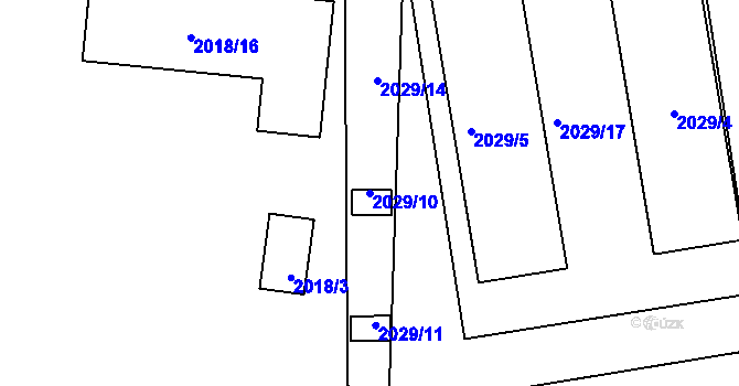 Parcela st. 2029/10 v KÚ Hrušovany u Brna, Katastrální mapa