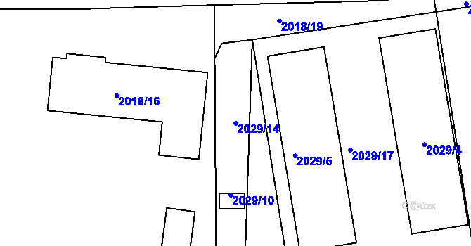 Parcela st. 2029/14 v KÚ Hrušovany u Brna, Katastrální mapa