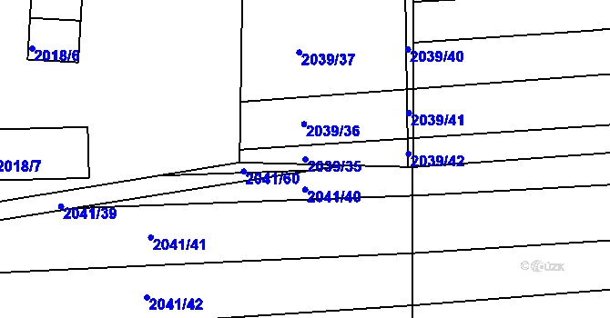 Parcela st. 2039/35 v KÚ Hrušovany u Brna, Katastrální mapa