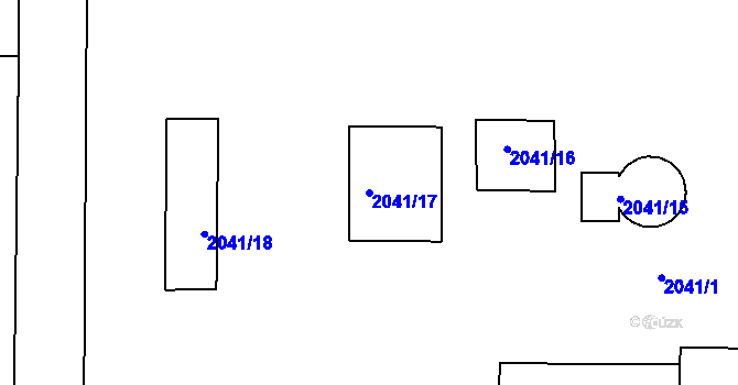 Parcela st. 2041/17 v KÚ Hrušovany u Brna, Katastrální mapa