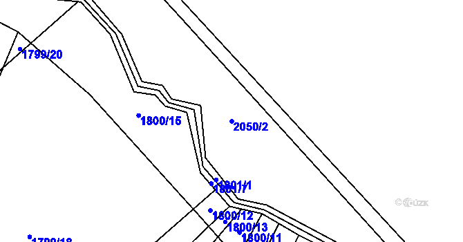 Parcela st. 2050/2 v KÚ Hrušovany u Brna, Katastrální mapa