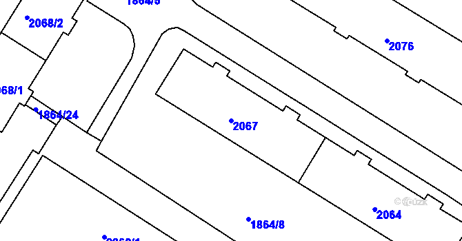 Parcela st. 2067 v KÚ Hrušovany u Brna, Katastrální mapa