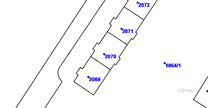 Parcela st. 2070 v KÚ Hrušovany u Brna, Katastrální mapa