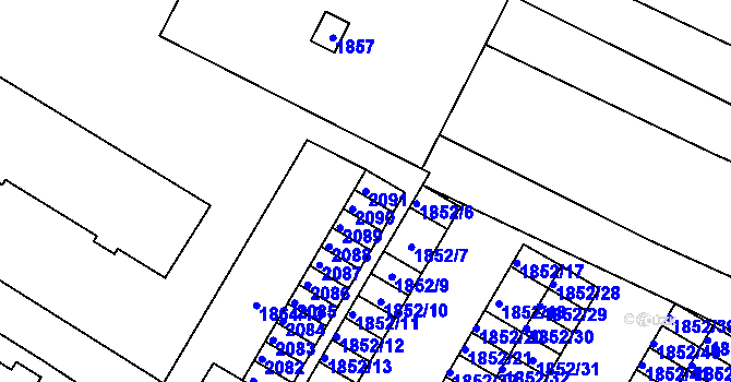 Parcela st. 2091 v KÚ Hrušovany u Brna, Katastrální mapa