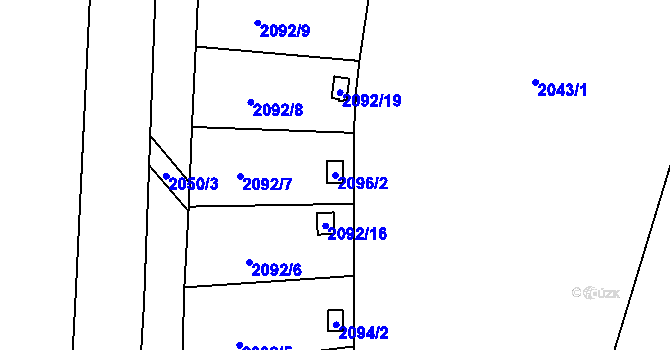 Parcela st. 2096/2 v KÚ Hrušovany u Brna, Katastrální mapa