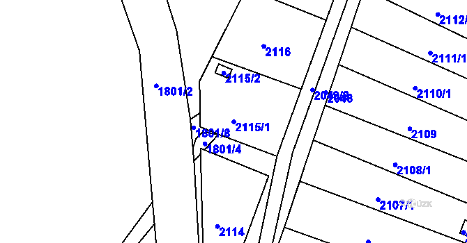 Parcela st. 2115/1 v KÚ Hrušovany u Brna, Katastrální mapa