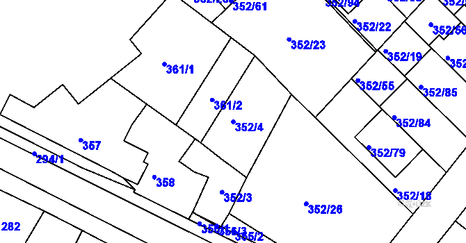 Parcela st. 352/4 v KÚ Hrušovany u Brna, Katastrální mapa