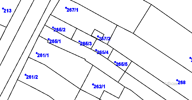 Parcela st. 265/4 v KÚ Hrušovany u Brna, Katastrální mapa