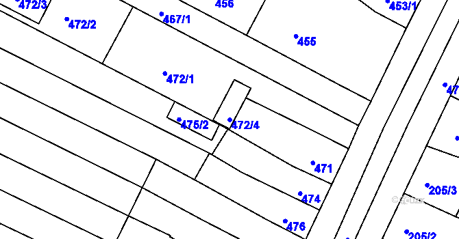 Parcela st. 472/4 v KÚ Hrušovany u Brna, Katastrální mapa