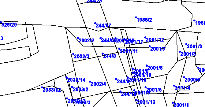 Parcela st. 244/8 v KÚ Hrušovany u Brna, Katastrální mapa
