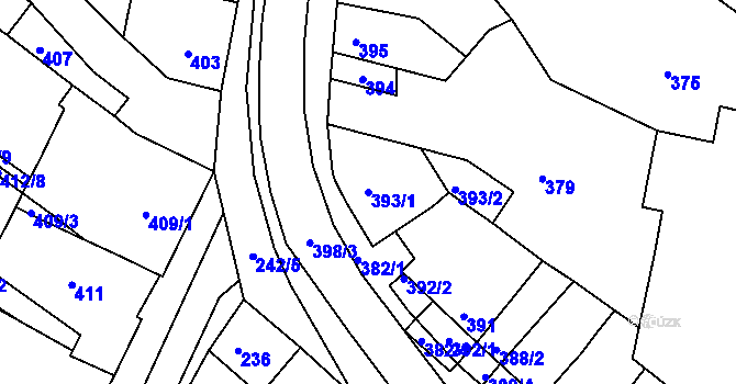 Parcela st. 393/1 v KÚ Hrušovany u Brna, Katastrální mapa