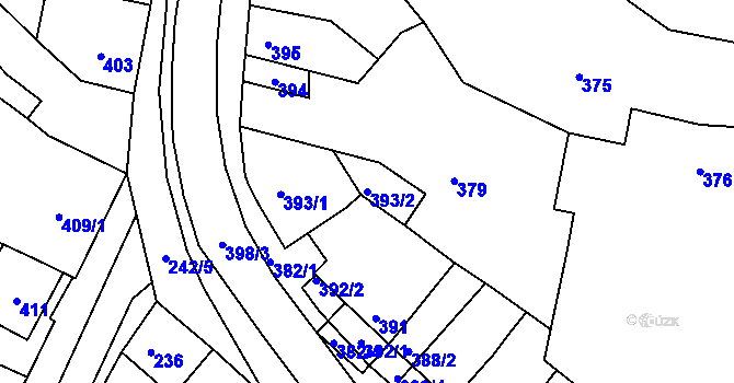 Parcela st. 393/2 v KÚ Hrušovany u Brna, Katastrální mapa