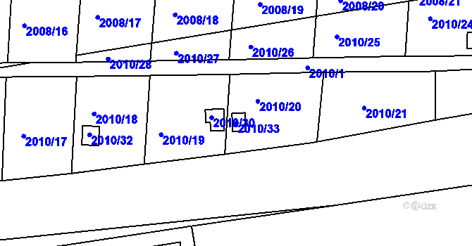 Parcela st. 2010/33 v KÚ Hrušovany u Brna, Katastrální mapa