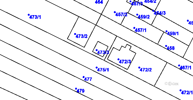 Parcela st. 473/3 v KÚ Hrušovany u Brna, Katastrální mapa