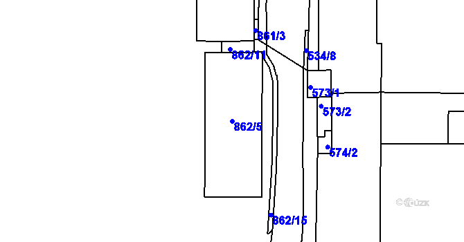Parcela st. 862/5 v KÚ Hrušovany u Brna, Katastrální mapa