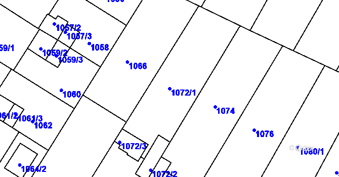 Parcela st. 1072/1 v KÚ Hrušovany u Brna, Katastrální mapa