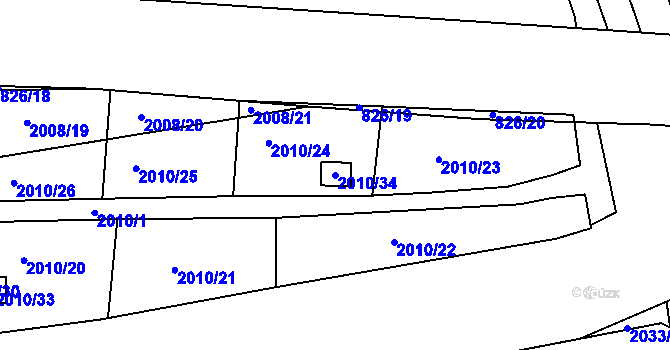 Parcela st. 2010/34 v KÚ Hrušovany u Brna, Katastrální mapa