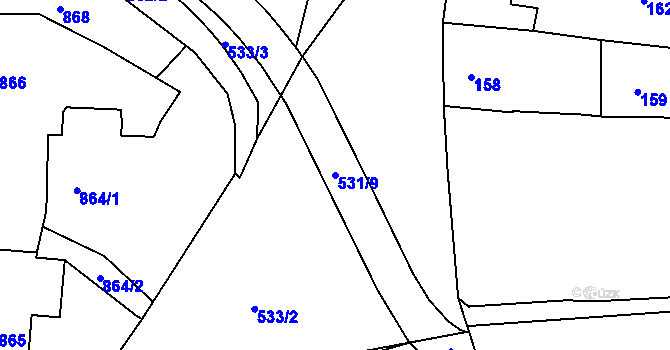 Parcela st. 531/9 v KÚ Hrušovany u Brna, Katastrální mapa