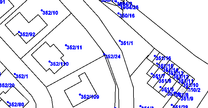 Parcela st. 352/24 v KÚ Hrušovany u Brna, Katastrální mapa