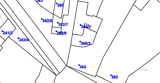 Parcela st. 368/3 v KÚ Hrušovany u Brna, Katastrální mapa