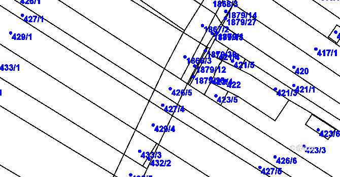 Parcela st. 426/5 v KÚ Hrušovany u Brna, Katastrální mapa