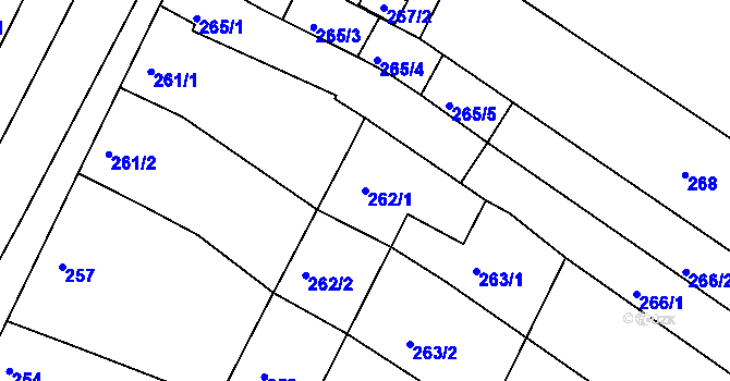 Parcela st. 262/1 v KÚ Hrušovany u Brna, Katastrální mapa
