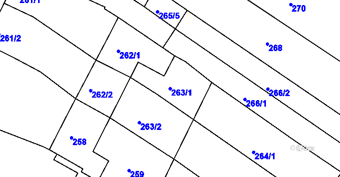 Parcela st. 263/1 v KÚ Hrušovany u Brna, Katastrální mapa